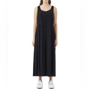 FRYE Black Sleeveless Button Front Midi Dress
